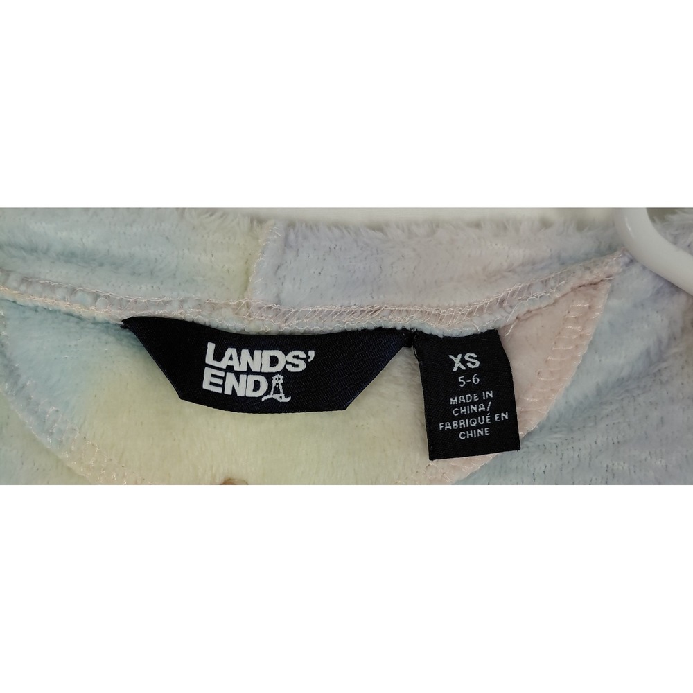 Lands' End Kids Fleece Hooded Size 6/ XS Bathrobe Tie Waist Soft Fuzzy Robe - Picture 6 of 9